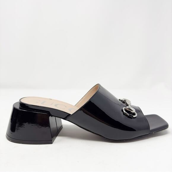 Gucci Patent Leather Lexi Horsebit Slide Sandals - Picture 6 of 12